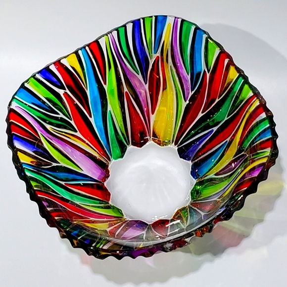 Spectacular 10 1/2" Due Zeta Zecchin Venetian / Murano Art Glass Bowl - Picture 3 of 16
